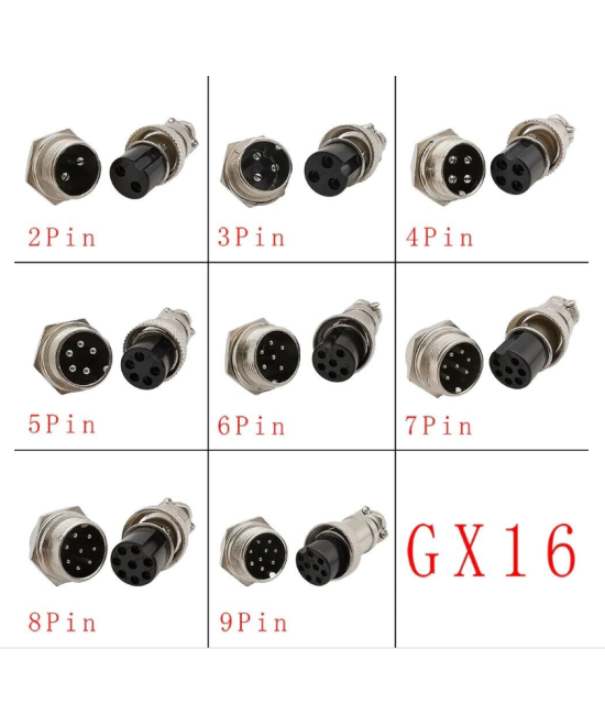 Conectores GX16 tipo aviador 16mm