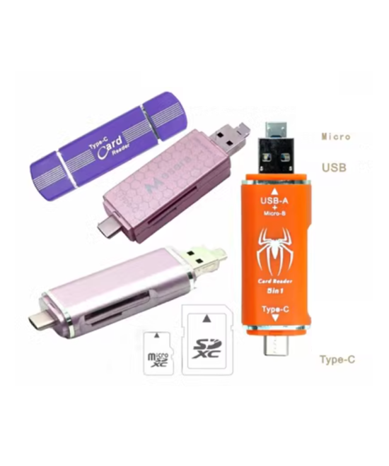 Lector de memorias TF / micro SD OTG 3 en 1 USB-C / micro USB / USB
