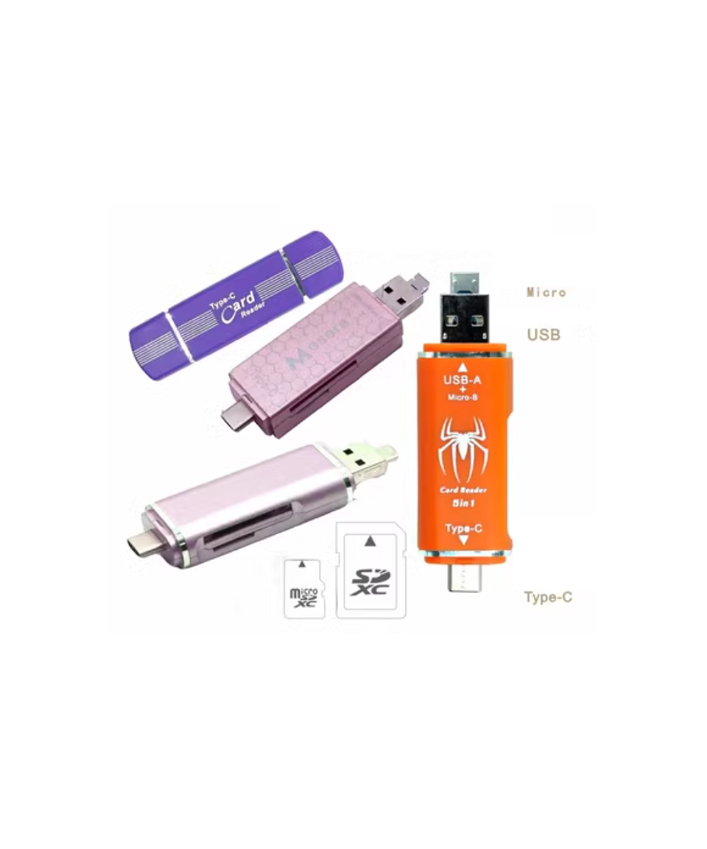 Lector de memorias TF / micro SD OTG 3 en 1 USB-C / micro USB / USB