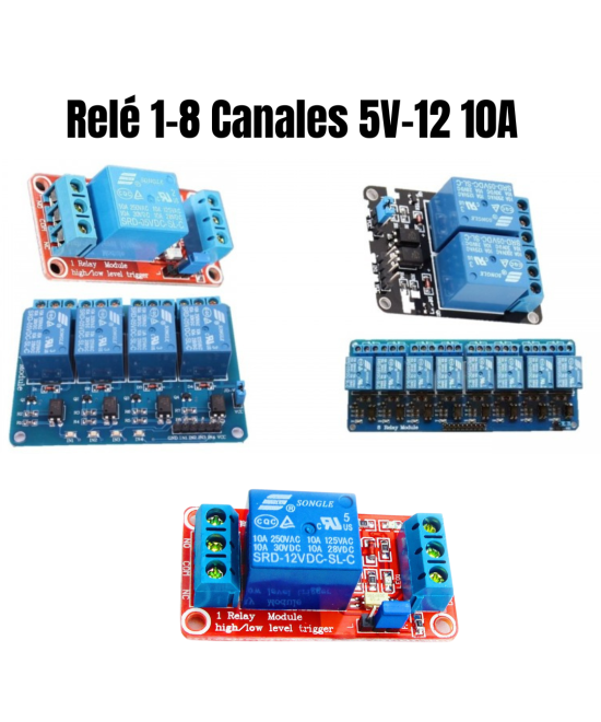 Modulo Rele 5-24V 10A 1 - 8 canales