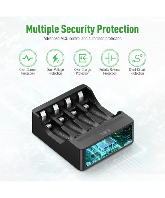 CARGADOR DE BATERÍAS DE LITIO EBL PARA BATERIAS AA / AAA DE 1.5V