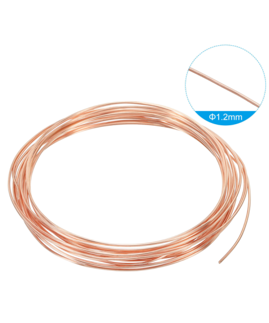 Alambre de cobre 18Ga 1.2mm sin recubrimiento (1Metro)