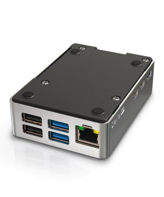 Contenedor para Raspberry pi 5 plateado metalico