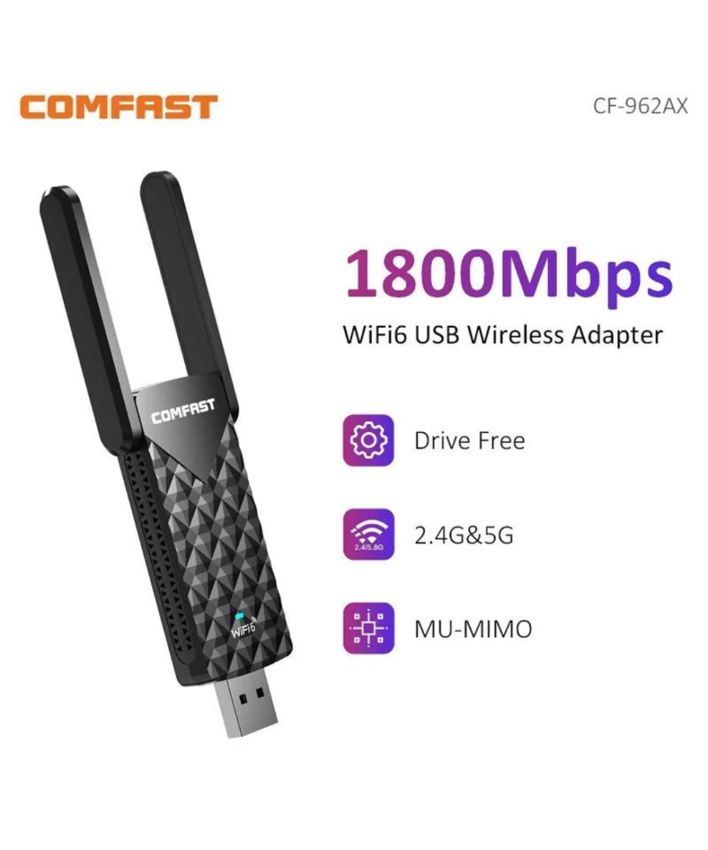 Antena WIFI6 USB 3.0 COMFAST CF-962AX V2 1800Mbps 2.4GHz / 5.8GHz dual band