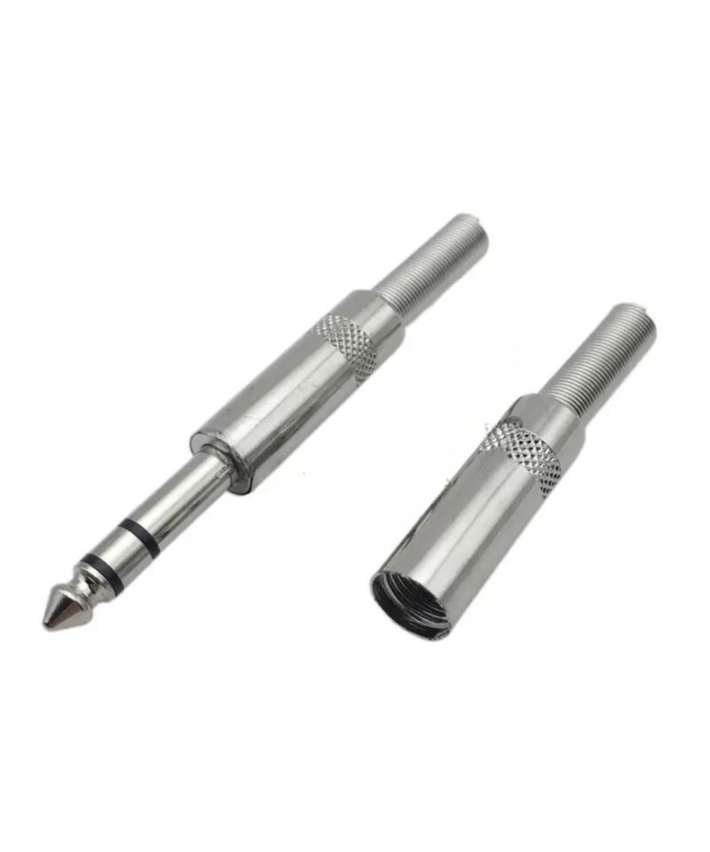 Conector stereo 1/4" (6.35mm) con Resorte Hembra - Macho