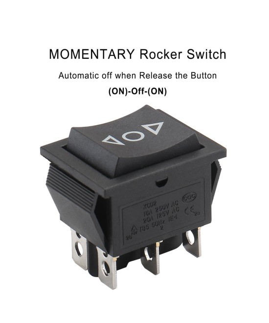 Interruptor momentaneo KCD4 T105/55, 3 posiciones ON-OFF-ON 6 pines