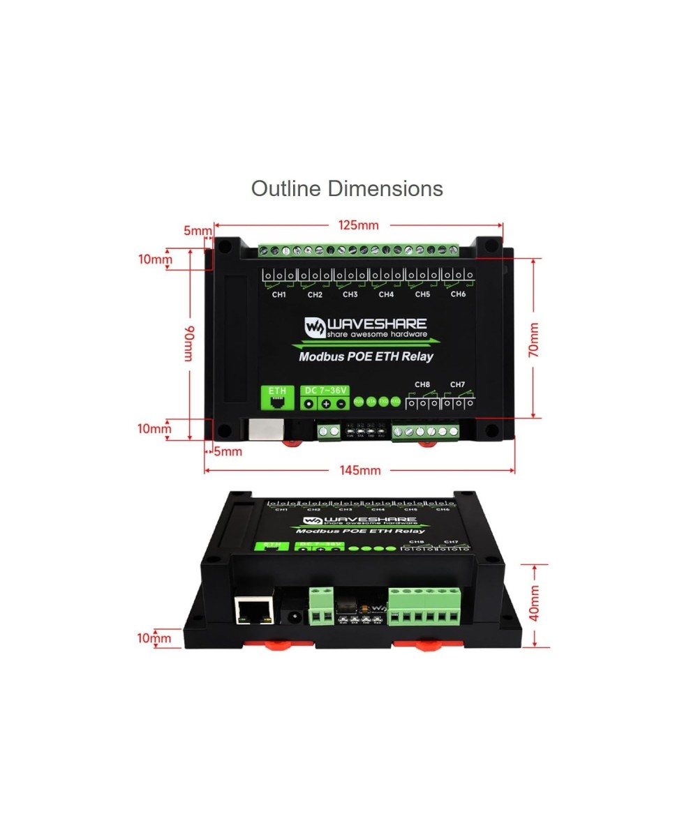 Rele Ethernet y RS485 de 8 Canales