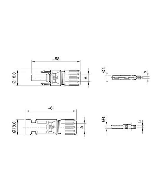 Conector MC4 de panel solar 30A 1000V