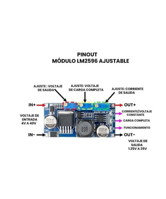 Estabilizador / regulador descendente de voltaje DC-DC LM2596S 1.25-30V 2A