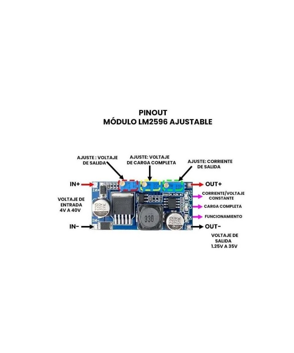 Estabilizador / regulador descendente de voltaje DC-DC LM2596S 1.25-30V 2A