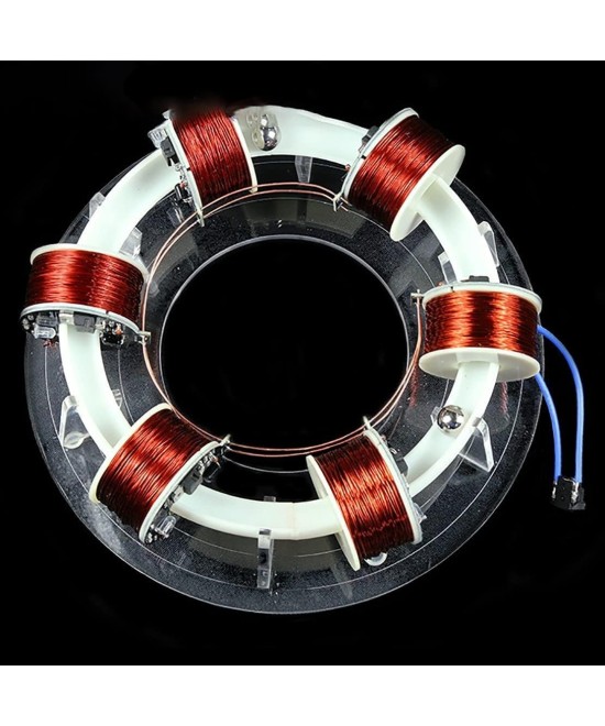 Experimento acelerador magnético de 6 bobinas de cobre.