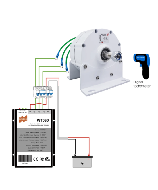 Generador 800W AC12V 24V controlador WT060