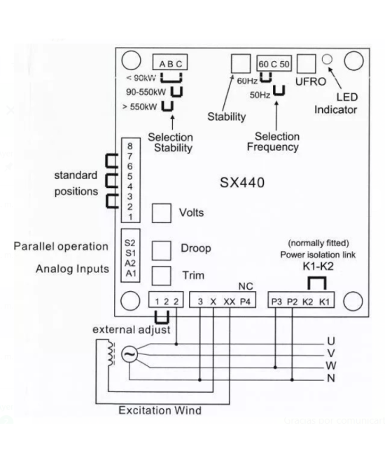 Regulador de voltaje automático, generador SX440-A AVR