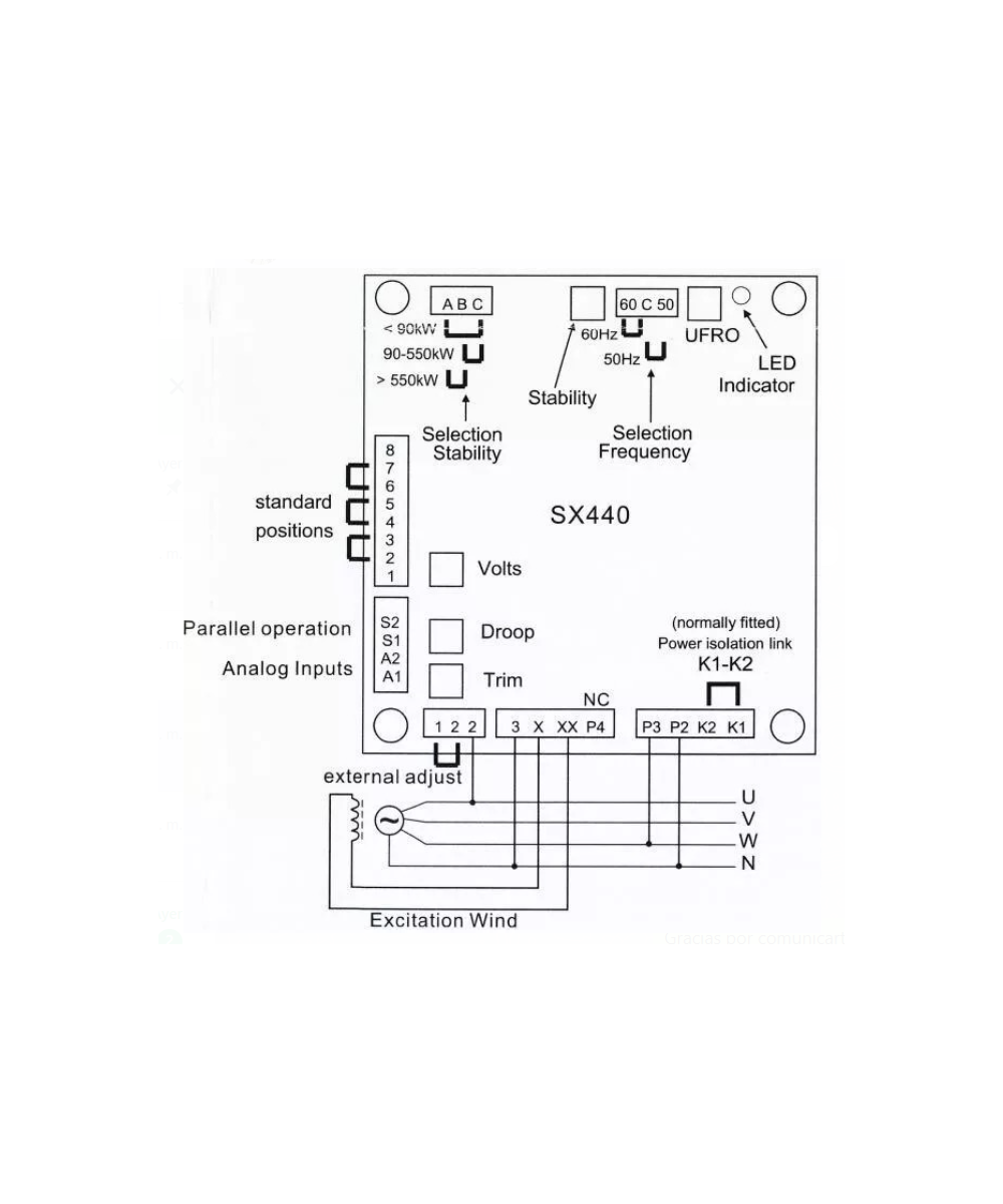 Regulador de voltaje automático, generador SX440-A AVR