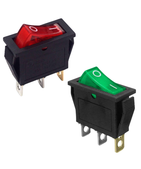 Interruptor de 3 pines 2 posiciones con luz KCD3