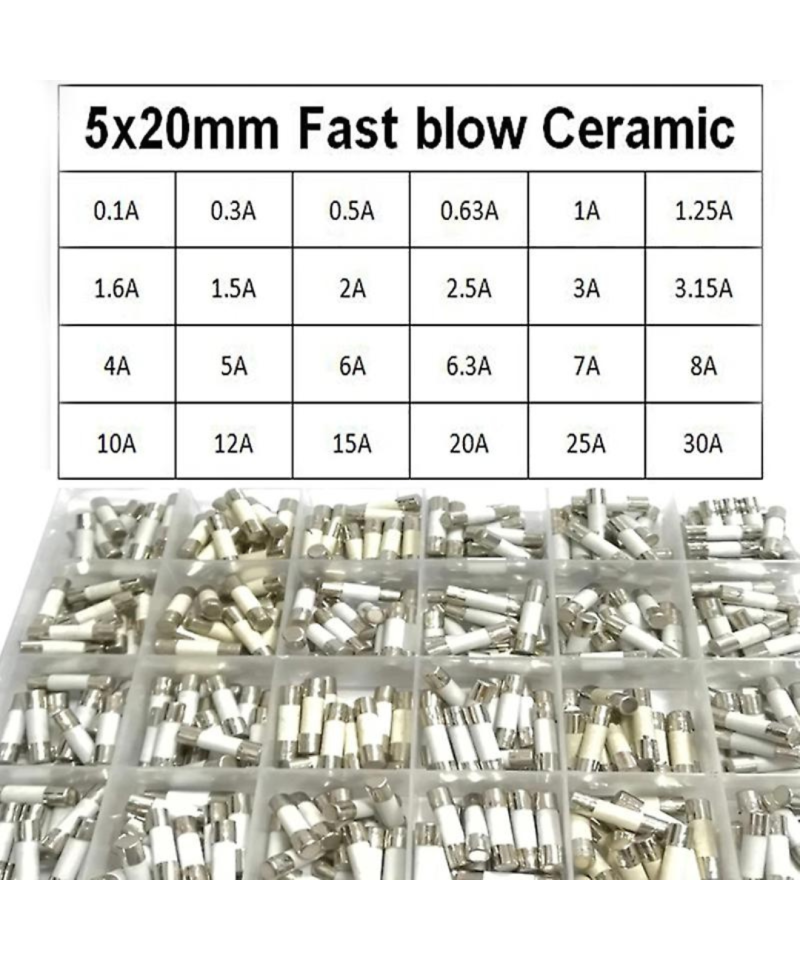 Fusible Ceramico 0.1-30A 250V 5X20 MM (1U)