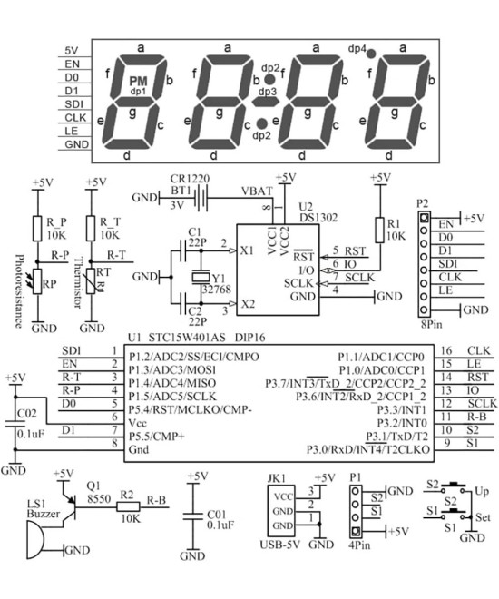 Experimento de electronica reloj digital DIY a color