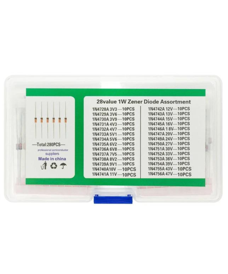 Diodos zener 28 valores 1W (5 UNIDADES)