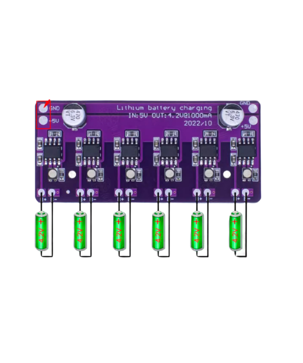 Cargador de bateria 18650 6-bit 3.7V