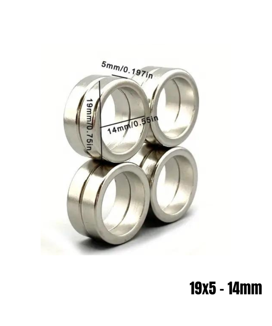 Imán de neodimio tipo anillo 19x5 - 14mm (2U)