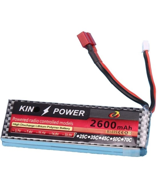 Bateria Tipo Lipo recargable Kin Power 7.4V 2S 2600mah 25C
