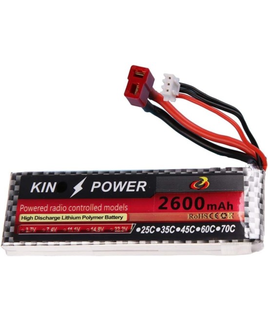 Bateria Tipo Lipo recargable Kin Power 7.4V 2S 2600mah 25C