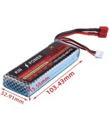 Bateria Tipo Lipo recargable Kin Power 7.4V 2S 2600mah 25C