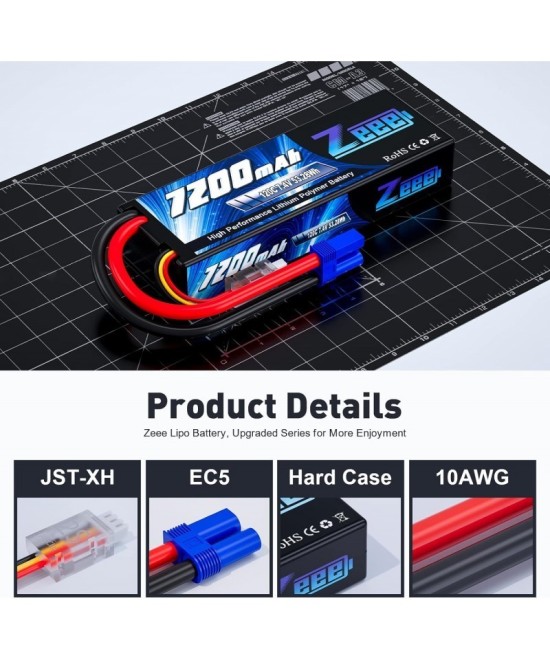 Bateria Tipo Lipo recargable Zeee 7.4V 2S 7200MAH 120C 53.28Wh