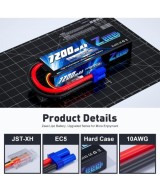 Bateria Tipo Lipo recargable Zeee 7.4V 2S 7200MAH 120C 53.28Wh