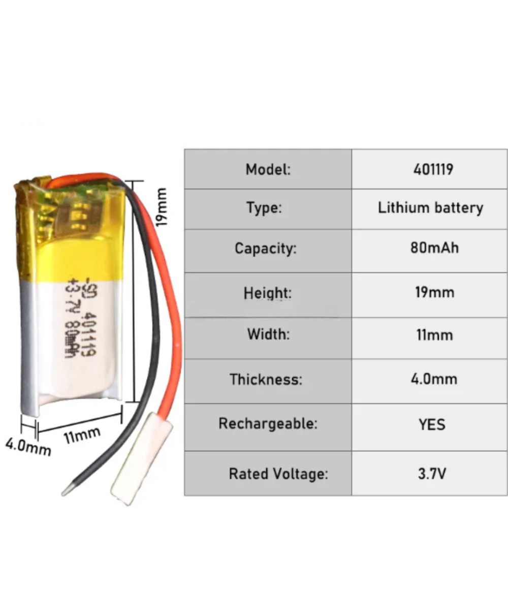 Bateria Tipo Lipo Recargable 3.7V 80mah