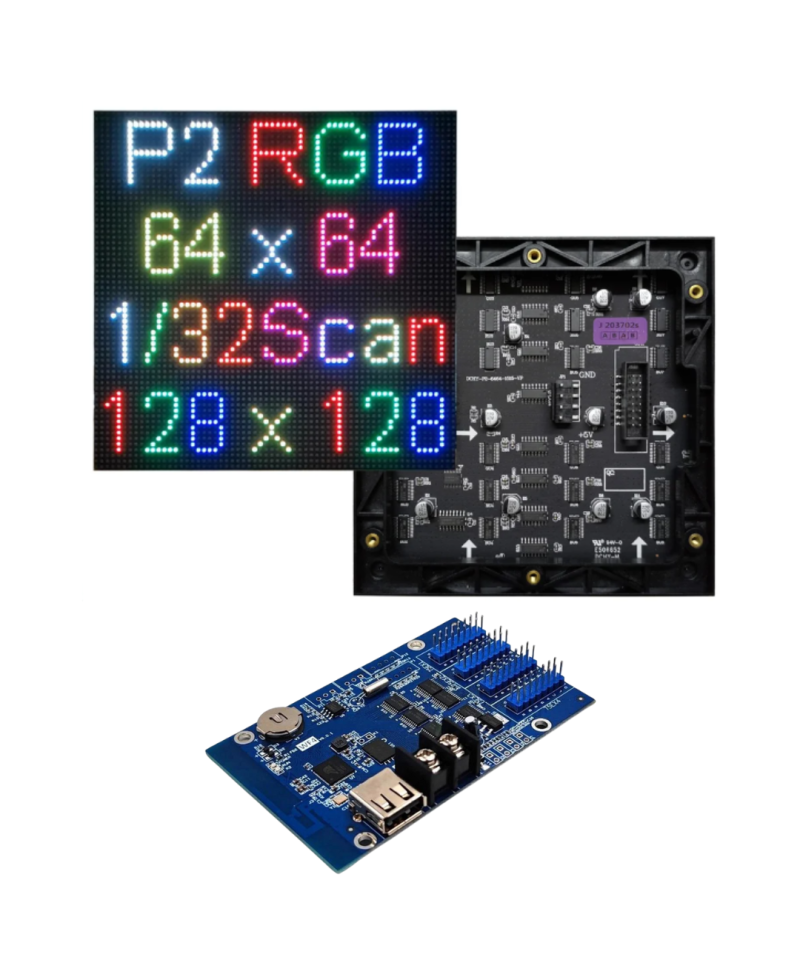 Panel LED P2 RGB 64x64 Con Controlador HD-WF4 Wifi