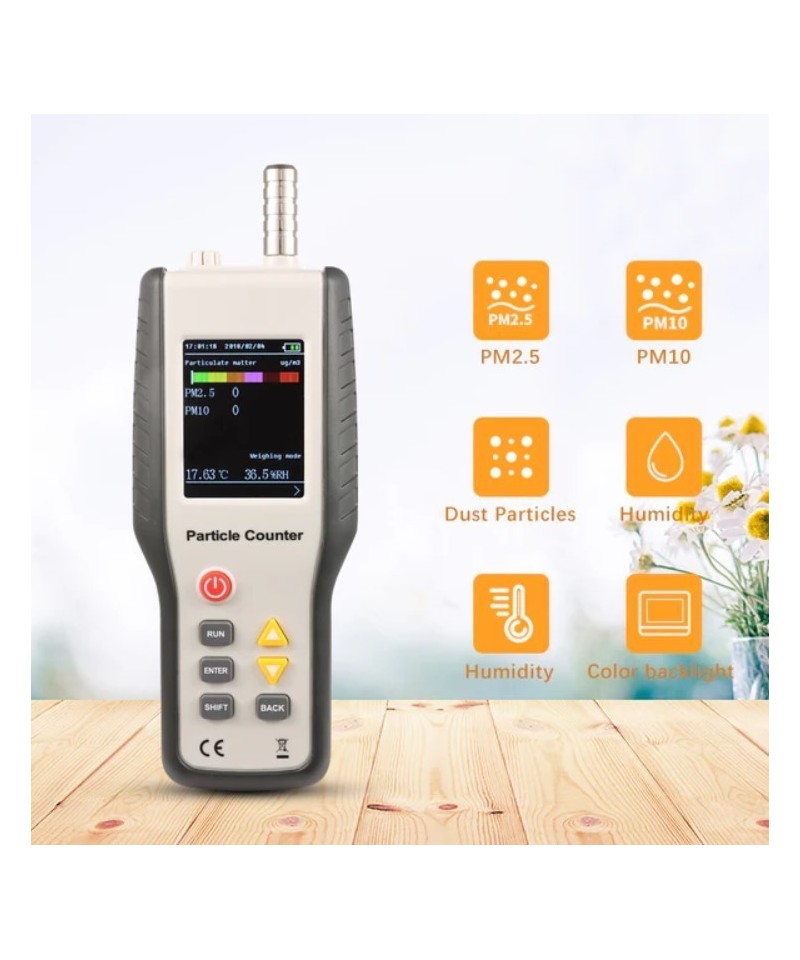 Medidor de calidad de aire (contador de particulas) recargable HTI HT-9600