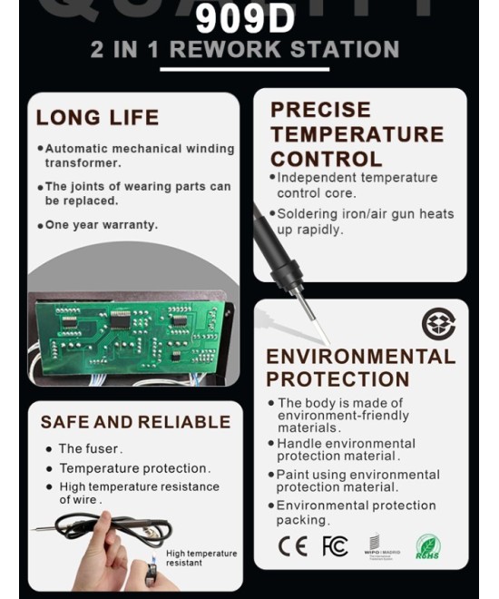 Estacion de Soldadura 2 en 1 BAKU BK-909D