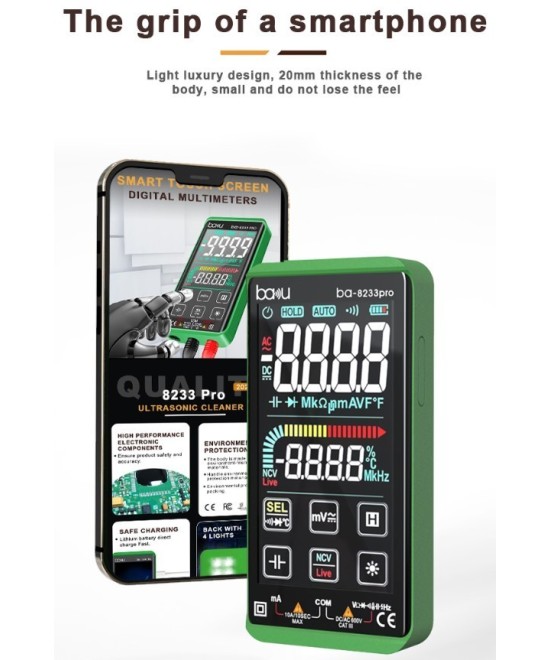 Multimetro digital recargable tactil BAKU BA-8233 PRO