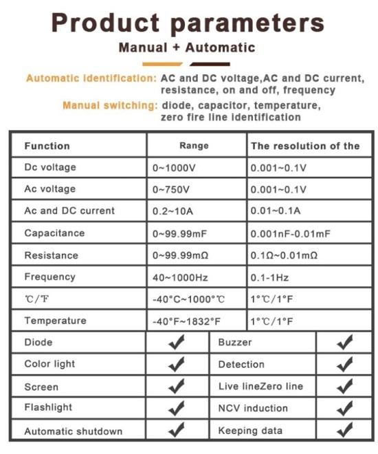Multimetro digital recargable tactil BAKU BA-8233 PRO