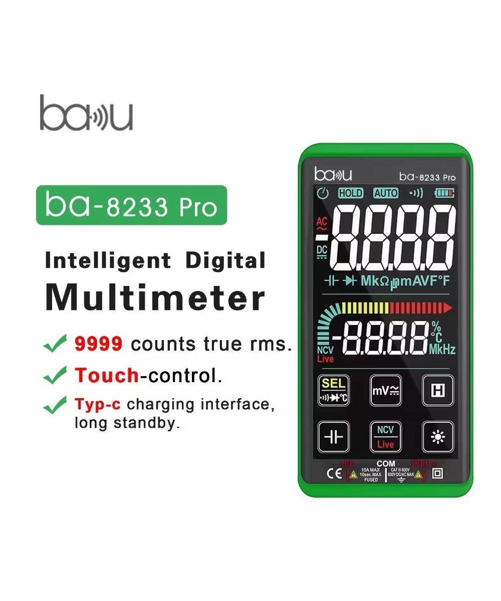 Multimetro digital recargable tactil BAKU BA-8233 PRO