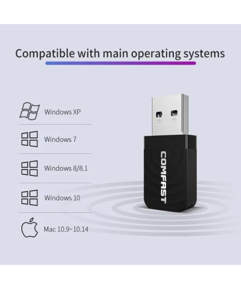 Adaptador WiFi Mini USB de Doble Banda 1300 Mbps COMFAST CF-812AC
