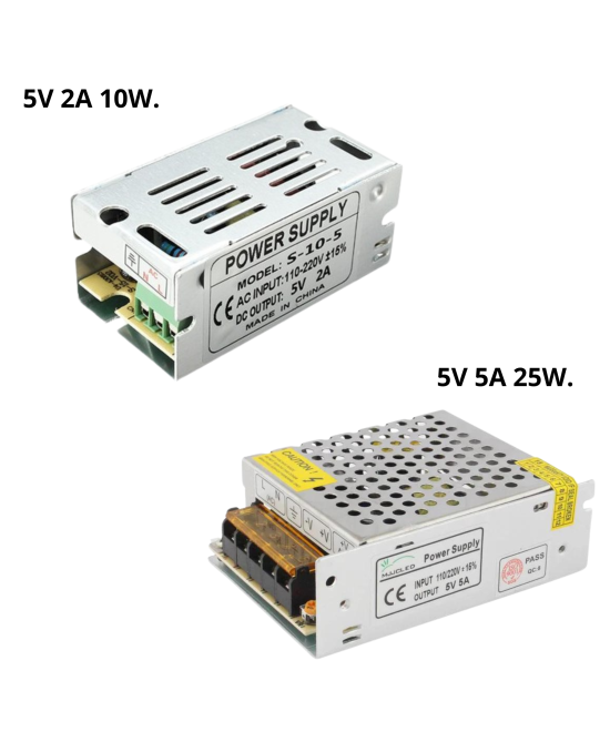 Fuente de energia conmutada 5V 2A - 5A 10W- 25W metalica cuadrada