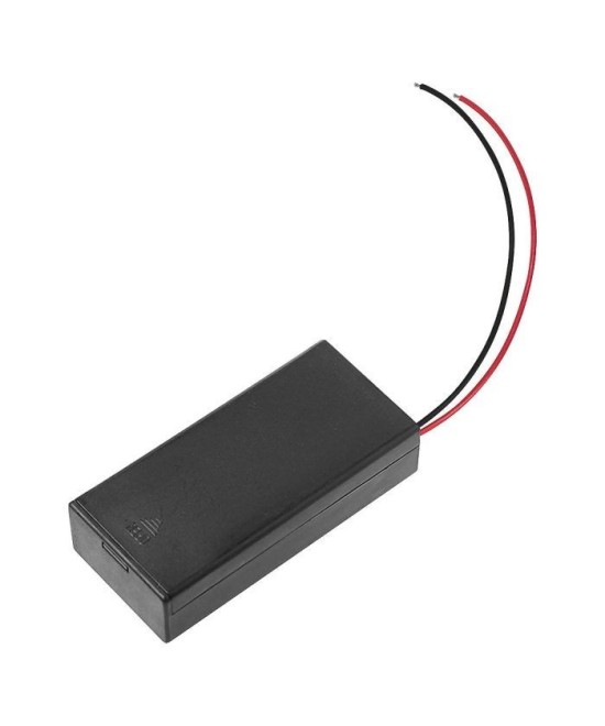 Contenedor para baterias 18650 2 espacios con interruptor y tapa