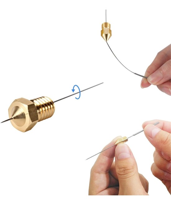 Varilla limpiadora de boquilla para Impresora 3D Oro y plata 0.15mm - 1.00mm
