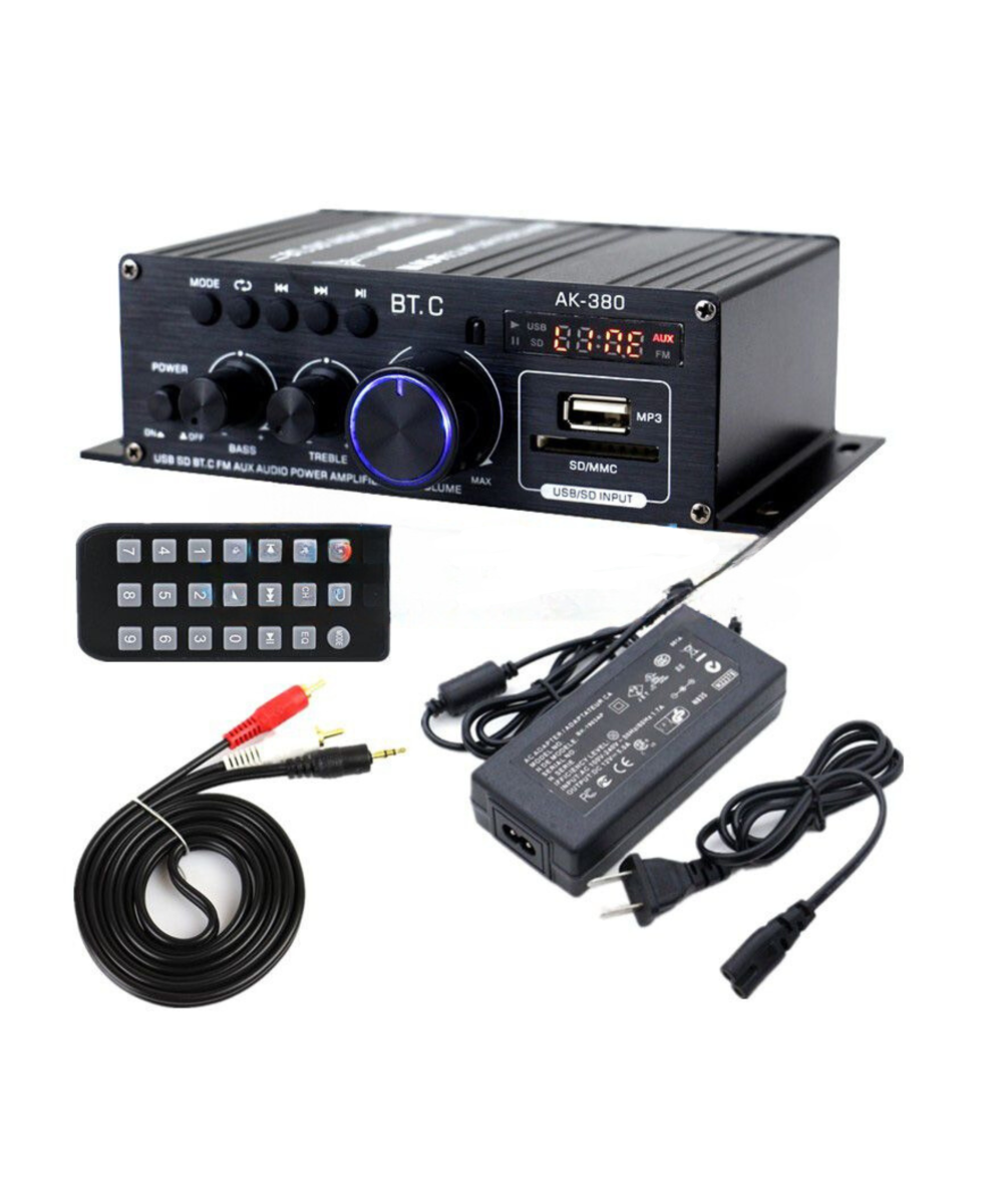 Mini amplificador de audio 380 Bluetooth + fuente de energia 12V 5A KIT