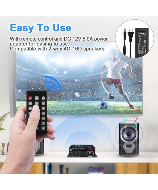 Mini amplificador de audio 380 Bluetooth + fuente de energia 12V 5A KIT