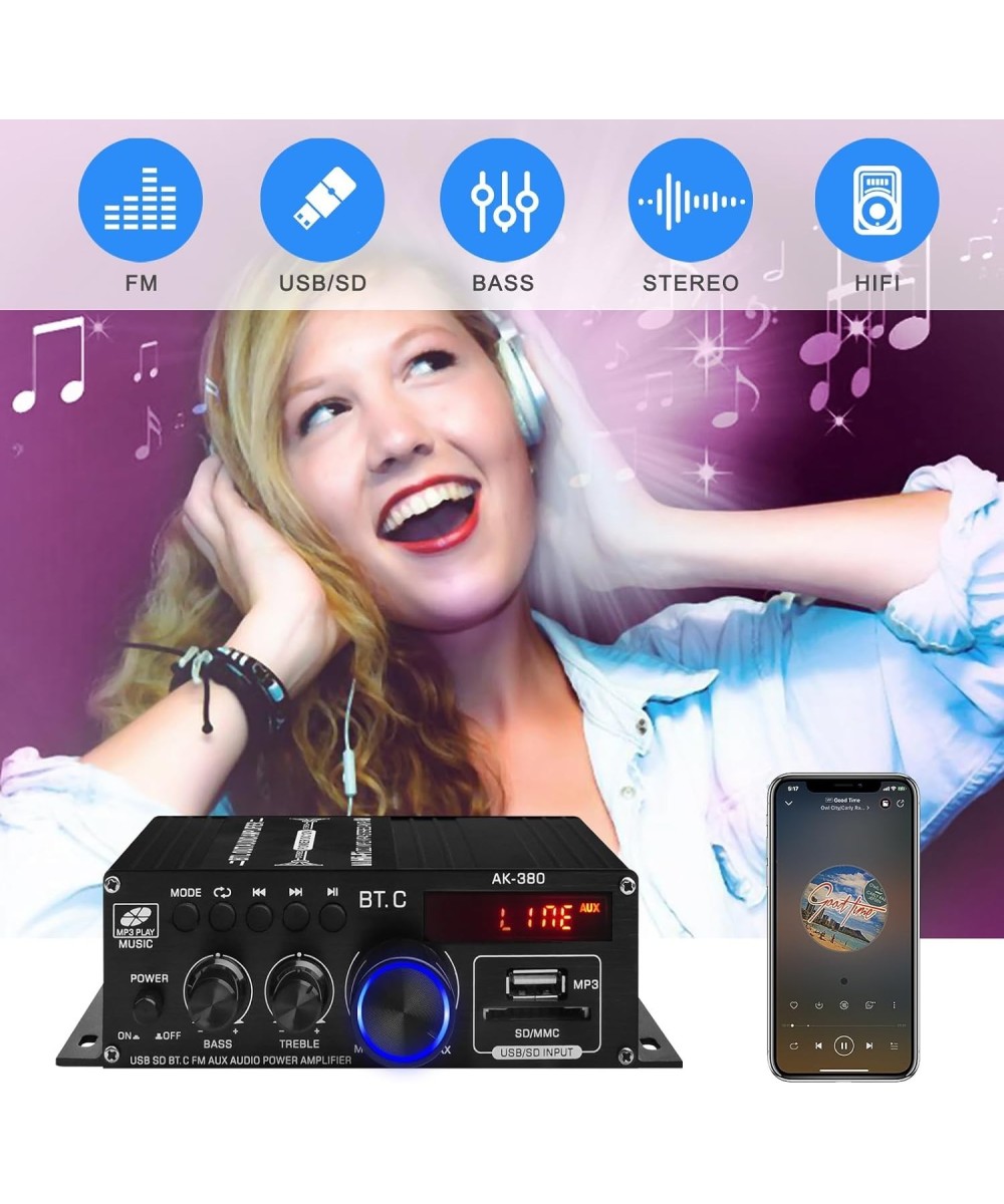 Mini amplificador de audio 380 Bluetooth + fuente de energia 12V 5A KIT