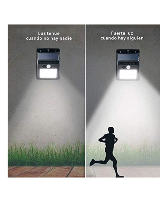 Lampara solar con sensor de movimiento 30LEDs 40W vertical y horizontal