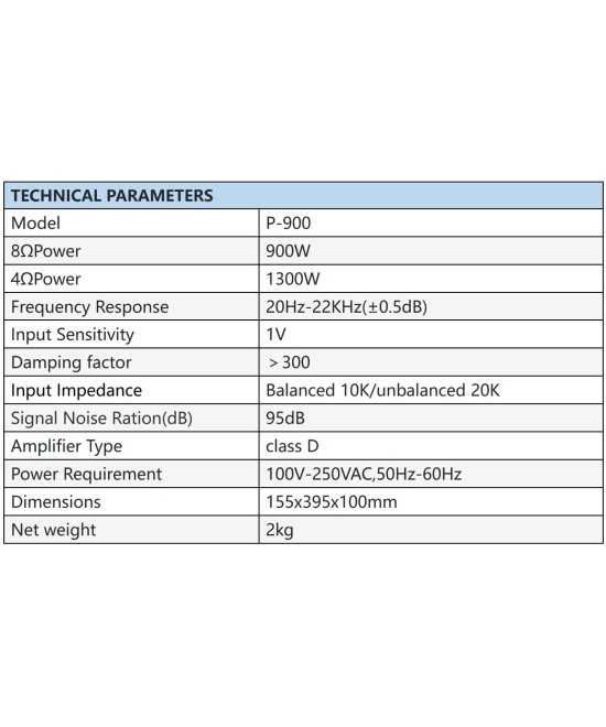 Amplificador de audio 900W P-900DSP