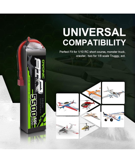 Bateria Tipo LiPo recargable 11.1V 50C 3S OVONIC 5500mah