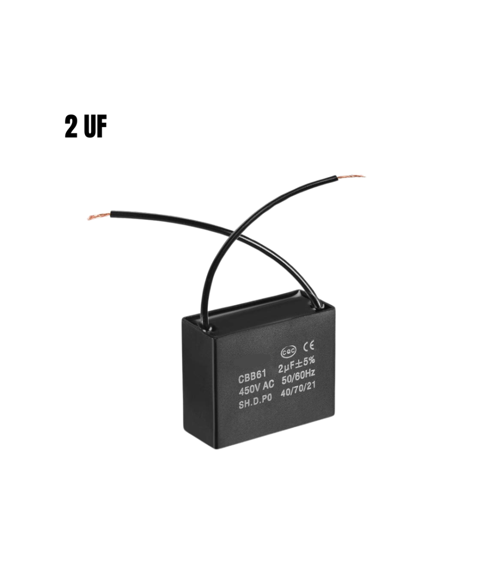 Capacitor de arranque de motor de ventilador CBB61 450V 0.8UF - 25UF
