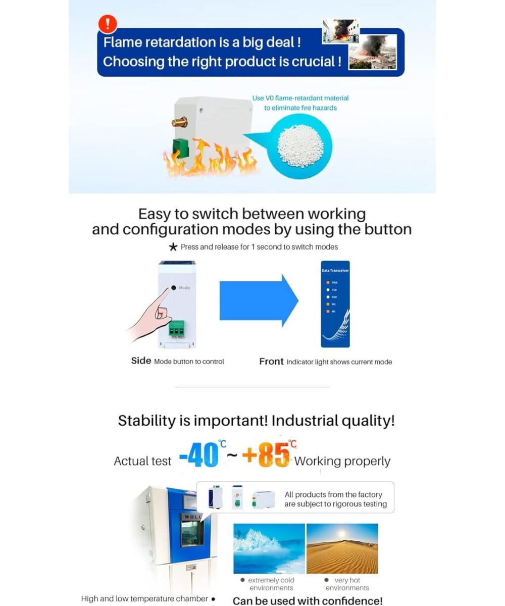 Modulo de transmisión inalámbrica 433Mhz RS485 5KM TX/RX (2U)