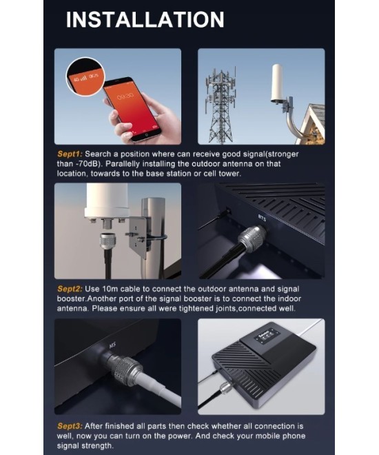 amplificador de señal celular 2G/3G/4G TIGO y Claro, 850/1900/1700/2100MHz LINTRATEK HLT-CGD20B