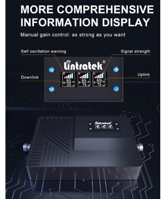amplificador de señal celular 2G/3G/4G TIGO y Claro, 850/1900/1700/2100MHz LINTRATEK HLT-CGD20B
